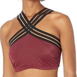 High Neck Bikini Top Burgundy/Raisin Size Small 4/6 Costal Blue Swimwear